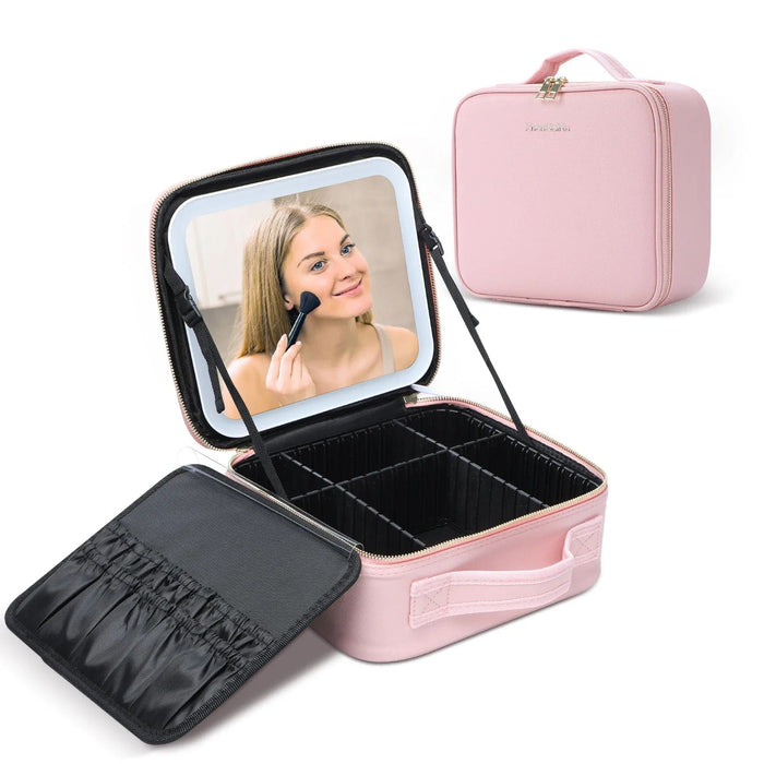 Elegance On-The-Go: LuxeLumina LED Makeup Train Case